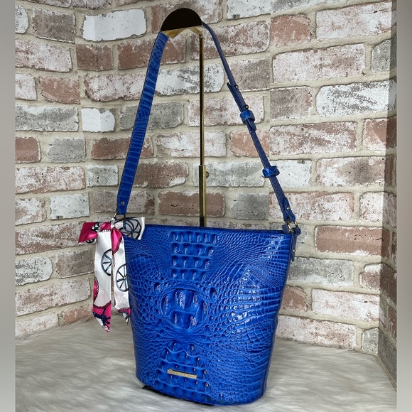 Brahmin Blue Croc-Embossed Shoulder Bag - Picture 2 of 14